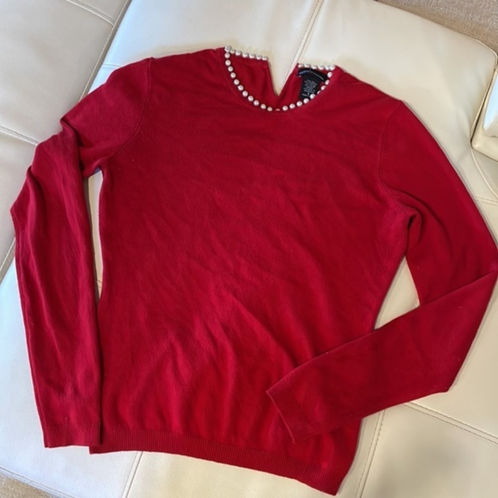 Silk / Cashmere Pearled Red Sweater